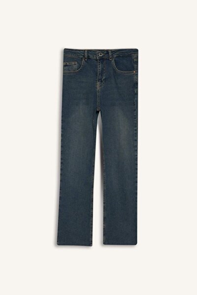 DeFacto Crop Flare Fit Low Waist Ankle Length Jean Washed Pants G2217Ax25Wn