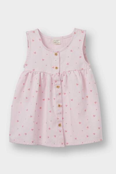 DeFacto Baby Girl 2-Piece Set Snap Fastener Long Sleeve Bodysuit Heart Pattern Dress F4636A525Au