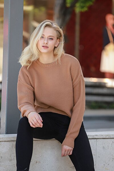 ELBA STİL Women's Crew Neck Links Knit Sweater