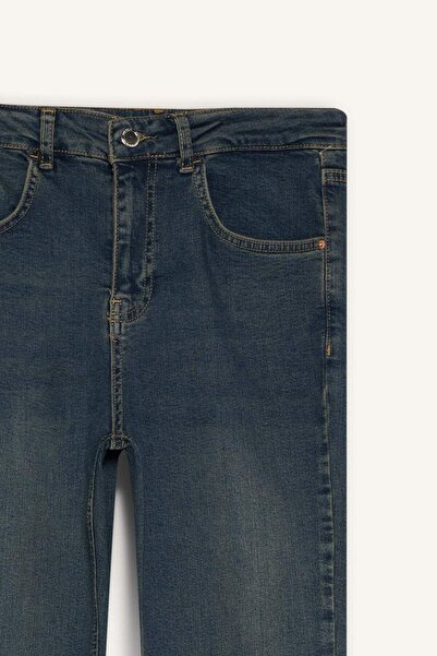 DeFacto Crop Flare Fit Low Waist Ankle Length Jean Washed Pants G2217Ax25Wn