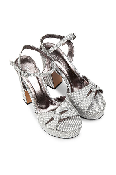 Deery Pantofi de seară cu toc cu platformă argintie pentru femei