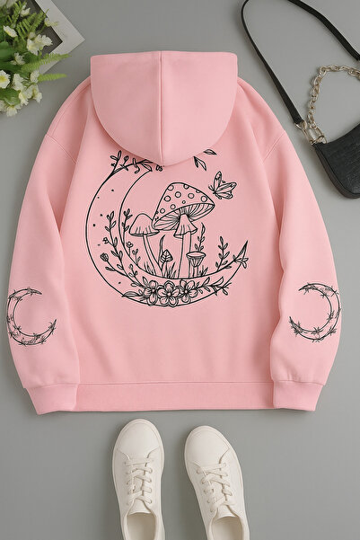 CLASSY.MODA Hanorac oversize pentru femei, cu glugă, cu buzunar cangur, cu im...