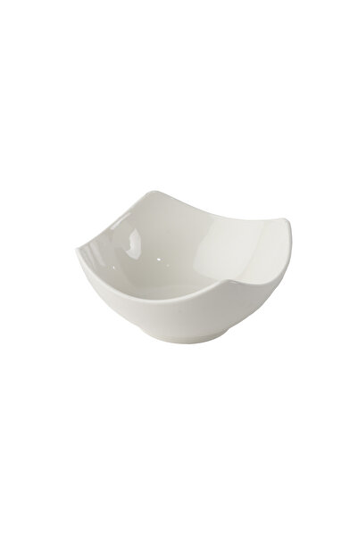 SQUALO Square (porcelain) bowl with curved edges, elegant and modern design - white 16x16x8.2 cm