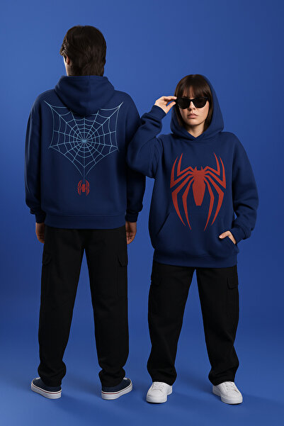 CLASSY.MODA Hanorac unisex cu glugă cu 3 fire, cu buzunar cangur, față și spa...