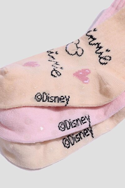 DeFacto Kız Bebek Disney Mickey & Minnie Kaydırmaz Taban 3'lü Pamuklu Uzun Çorap F6995A5NS