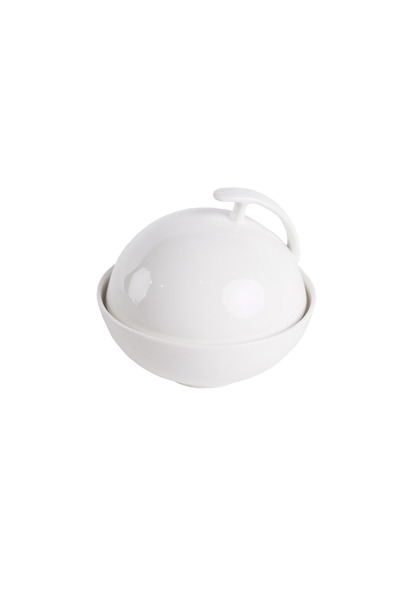 SQUALO زبدية بورسلان بغطاء لون أبيض - 15.4x15.4x13.7 سم