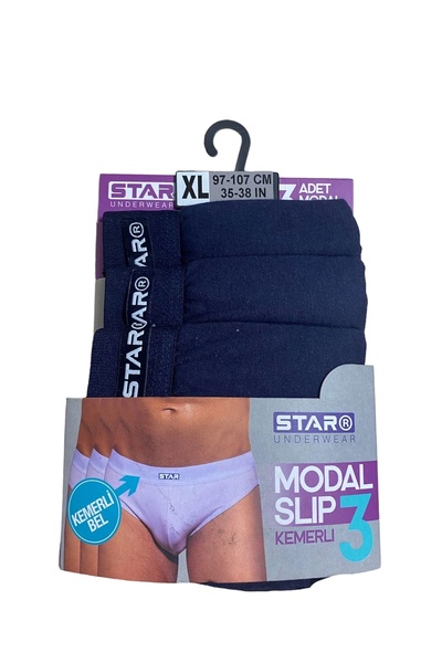 buHillco Star 109 Navy Blue Belted Waist Men's Modal Slip Underwear 3-Pack