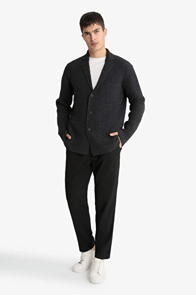 DeFacto Standard Fit Jacket Collar Knitwear Cardigan F3679Ax25Wn