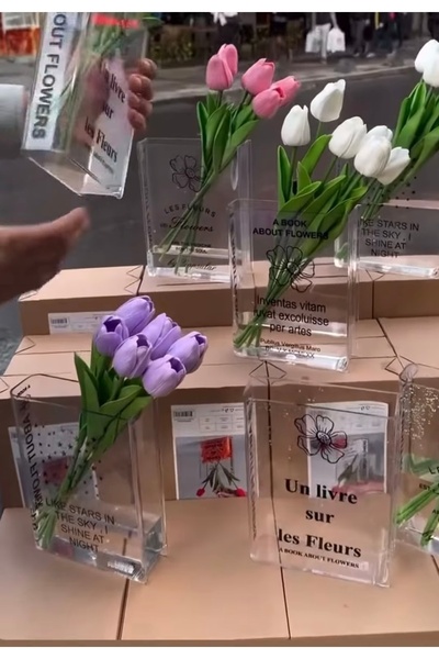 nuse hediyelik Papatya baskılı şeffaf kitap vazo sızdırmaz