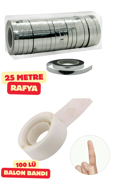 Baloncu Nene Gümüş Balon Rafyası ve Balon Bandı Balon İpi Doğum Günü Süs ve Malzeme