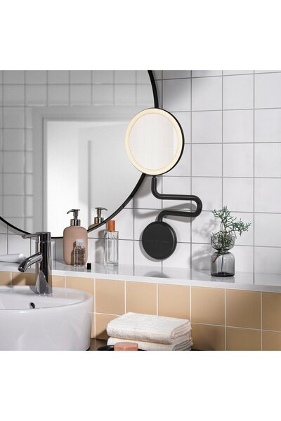 IKEA EKFÄNN Mirror with Integrated Lighting, Dimmable Wall Mounted/Black