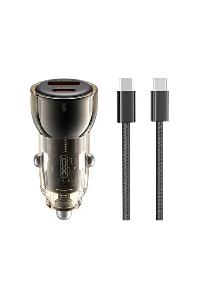 XO Design Incarcator Auto Cu Cablu USB-C CC60 60W 3A 1 x USB-A - 1 x USB-C Negru