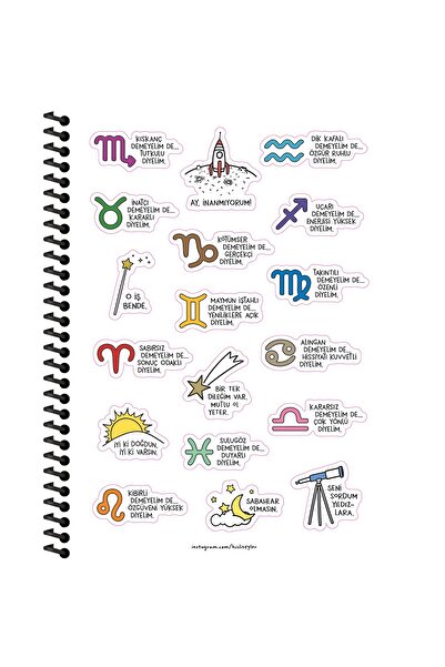 KESKİN COLOR Hisli Şeyler Concept Horoscopes Series 16,5X22,5 Squared Spiral Stickered Notebook - 1 Piece