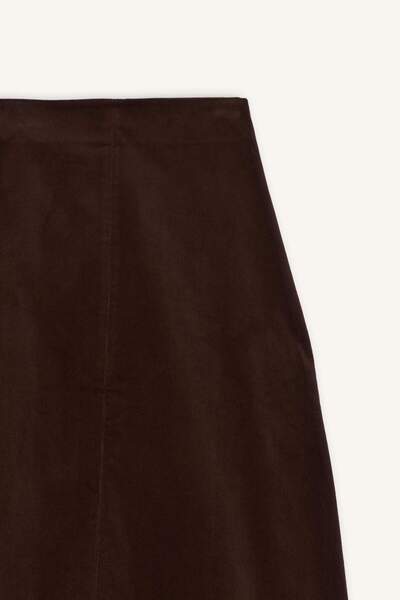 DeFacto Regular Fit Normal Waist Velvet Midi Skirt G1740Ax25Au