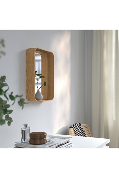 IKEA DVÄRGSYREN Mirror, oak veneer, 28 x 37 cm