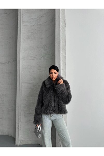 GM Butikk Zr New Season Oversize Faux Fur Zippered Women's Coat