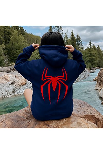 CLASSY.MODA سترة رياضية للجنسين بقلنسوة وثلاثة خيوط وجيب كنغر وطباعة عنكبوت أ...