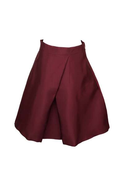 Vero Moda Pleat Dark Red Skirt - XS, Dark Red, 100% polyester