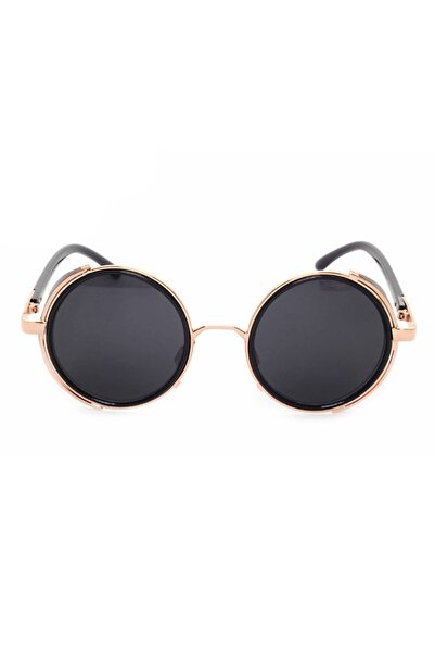 Zamo Sunglasses, Zamo, Steam Punk Gold, UV400 Protection, Round Model, Black Frame, Black Lenses