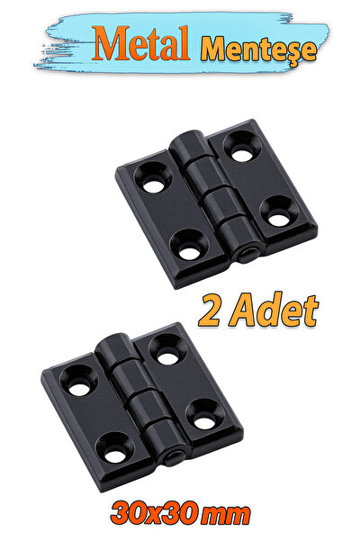 Badem10 Siyah Metal 2 Adet Yaprak Menteşe 30x30mm Dayanıklı Mobilya Kapı Dolap Çekmece Kapak Aksesuar