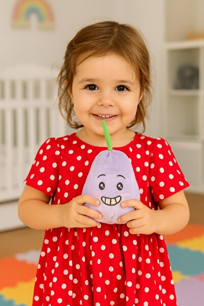 hak-iş oyuncak Rattle Purple Eggplant Plush Toy – Soft Plush with Adorable Expression Design