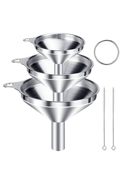 fulina 3 قطع قمع مطبخ، بمقبض وفرشتين تنظيف، لملء السوائل والمساحيق، 4.5/5.5/7.5 سم