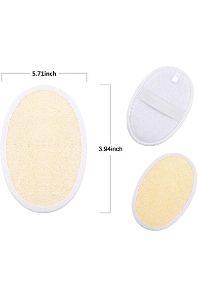 Qinuseaks Set of 4 exfoliating pads, luffa, white/beige, 14 x 10 cm