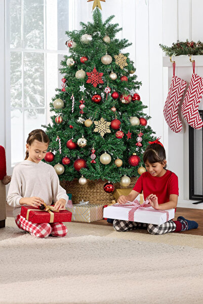 ZVEZVIA Premium 150-210cm Hinged Artificial Christmas Tree with Stand for Ind...