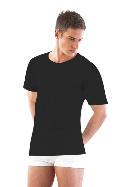 The LOG INVEST Black Emay 12350 R Half Sleeve Men's Undershirt