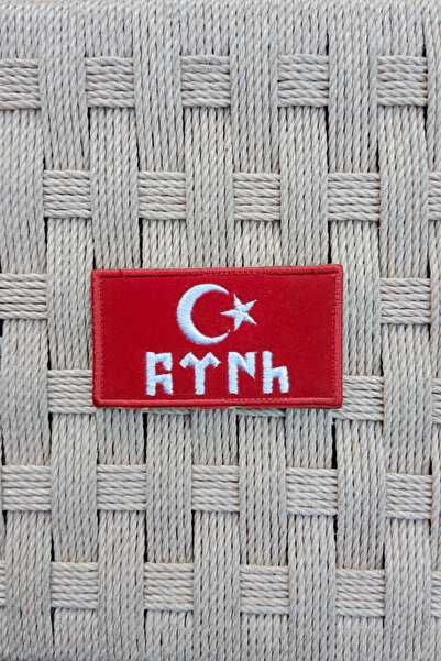 İZMİR ASKERİ MALZEME رقعة شعار تركي قديم مطرزة باللون الأبيض على خلفية حمراء