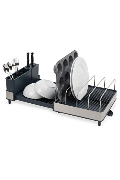 Joseph Joseph Dish Dryer 851690, Extendable, Drainage, Knife compartment, Detachable,Dark gray/steel
