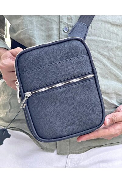 Fil Deri حقيبة رجالية سوداء من الجلد الطبيعي مع حزام 2115