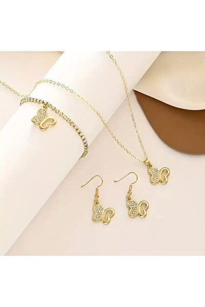 Ayzen Stone Butterfly Jewelry Set (Necklace Earrings Bracelet)