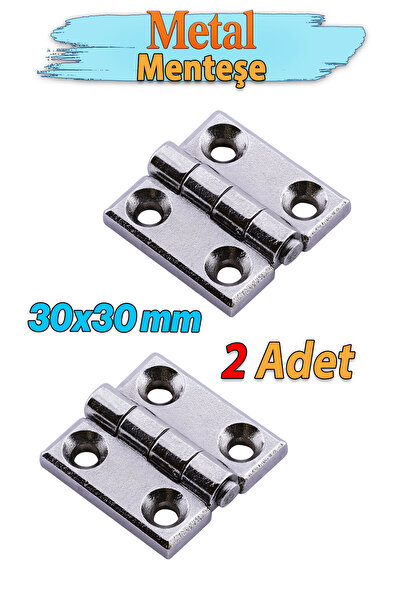 Badem10 Yaprak Menteşe Metal 2 ADET 30x30 mm Gümüş Krom Kapi Pencere Dolap Mobilya Kapak Menteşe Bağlantı