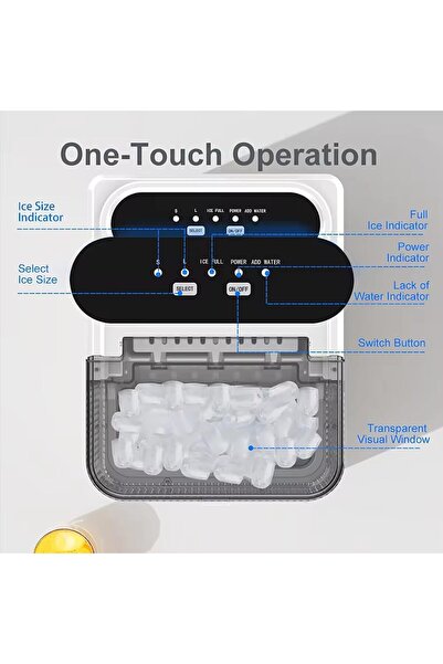 Generic Countertop Ice Maker, One-Click Operation Ice Machine, with Self-Cleaning, 12kg/24H, Removable