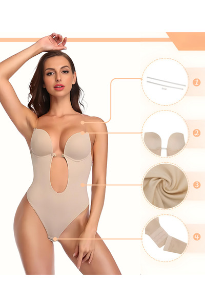 Other Women's Bodysuit with Shaping Bra and Thong for Backless Dress S