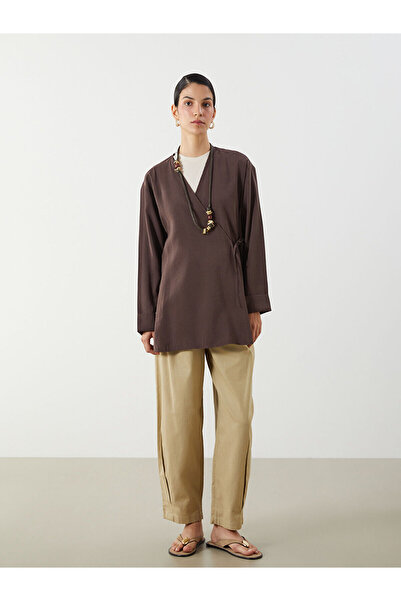 LC Waikiki Double Breasted Collar Modal Blend Women's Kimono