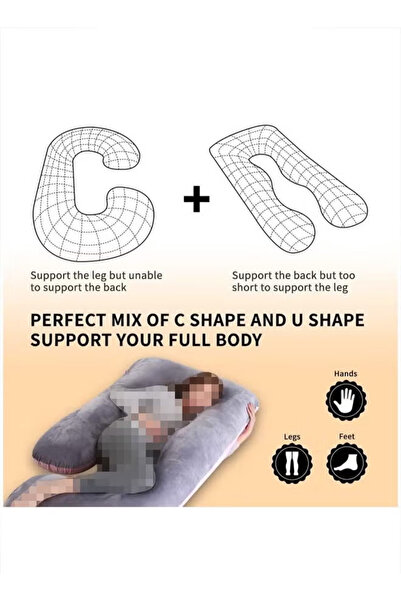 Fitness World U Shaped Pregnancy Pillow Full Body Maternity Support Pillow (62" x 28"), Pregnancy Pillow with Velvet Cover