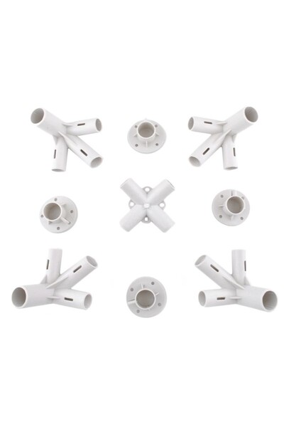 PROCART Connectors for garden pavilion 3x3 m, white ABS, set of 9 pieces
