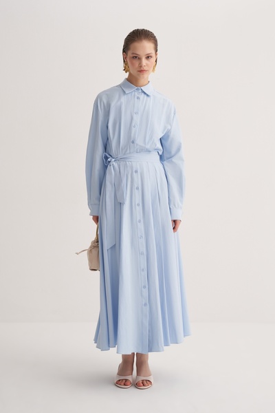 EBU Prive Γυναικείο πουκάμισο πλισέ από ποπλίνα Μπλε