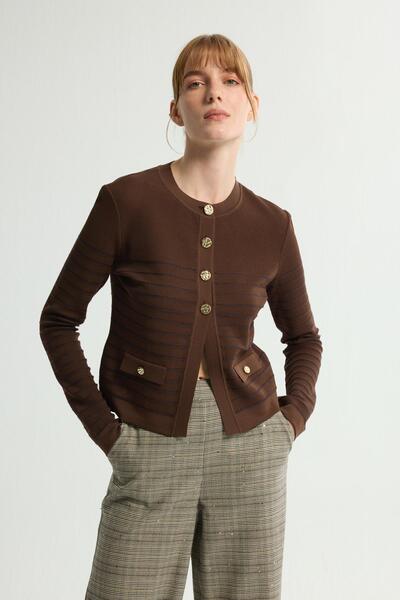 Love My Body Düğme Detaylı Triko Hırka