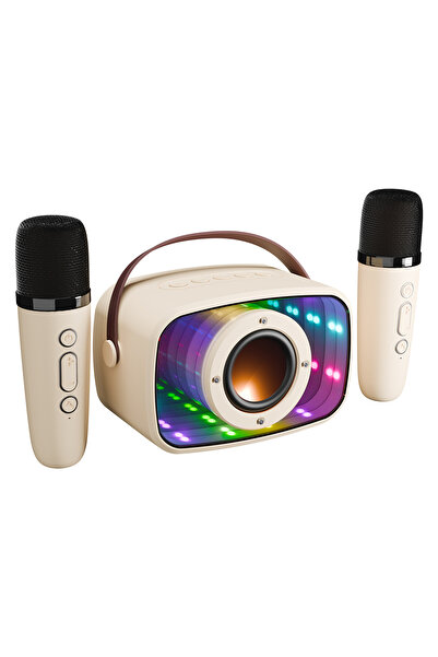 Mikado MD-57BT Endless 5W Bej TF + USB + AUX + BT Destekli 2 Wireless Karaoke Mikrofon 1200mAh