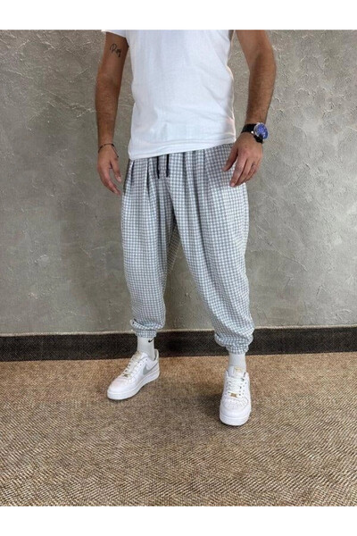 hazelin Чоловічі екіру сірі штани з етнічним візерунком, еластичний пояс і штанини HZL24S-MXC8989-160