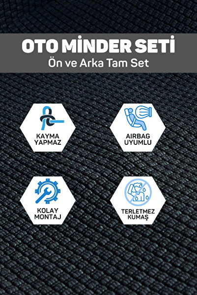 Minderland Mindra Serisi Togg T10X 2023+ Uyumlu Oto Koltuk Minder Seti - Siyah