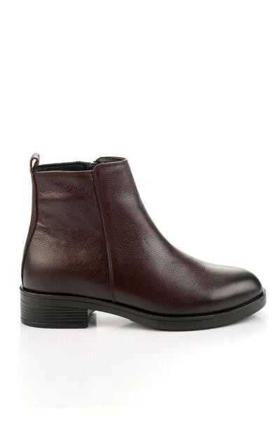 Bambi Kahve Hakiki Deri Kadın Bot & Bootie K02286011103