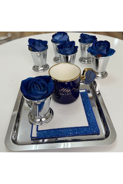 Elzemm store Decorative Silver Plated 6 Pieces Rose Bowl Includes Blue Color Roses