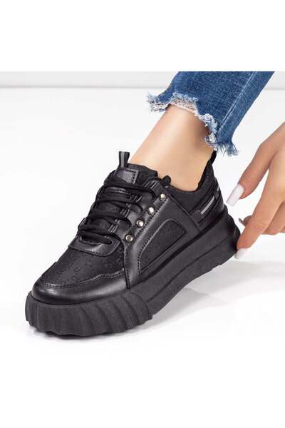 BMoD Women's black lace-up sports shoes MOD05857