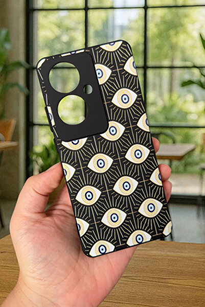 Vip Case OPPO RENO 11F Uyumlu Evıl Eye Desenli Silikon Darbe Emici Klasik Kor...