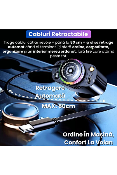 JUSTNET ® Car Charger 5-in-1 with Retractable Cables, 45W PD, Waterless Aromatherapy, Starry Sky LED