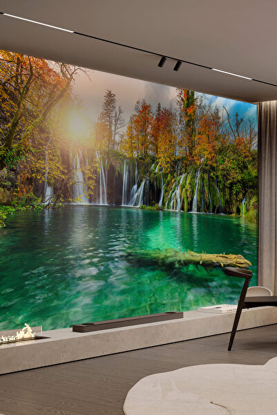 dreamwall Orman ve Şelale Manzaralı Tek Parça Duvar Kağıdı